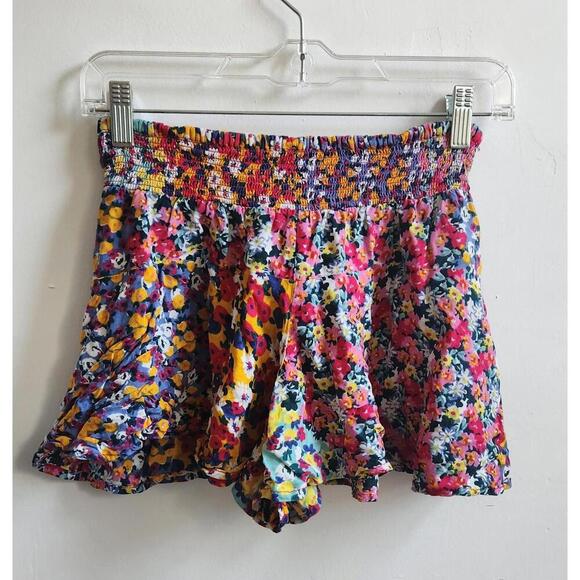 Patrons Of Peace Shorts Womens Small Floral Bow Tie Smocked Waist Summer Casual - Picture 3 of 5